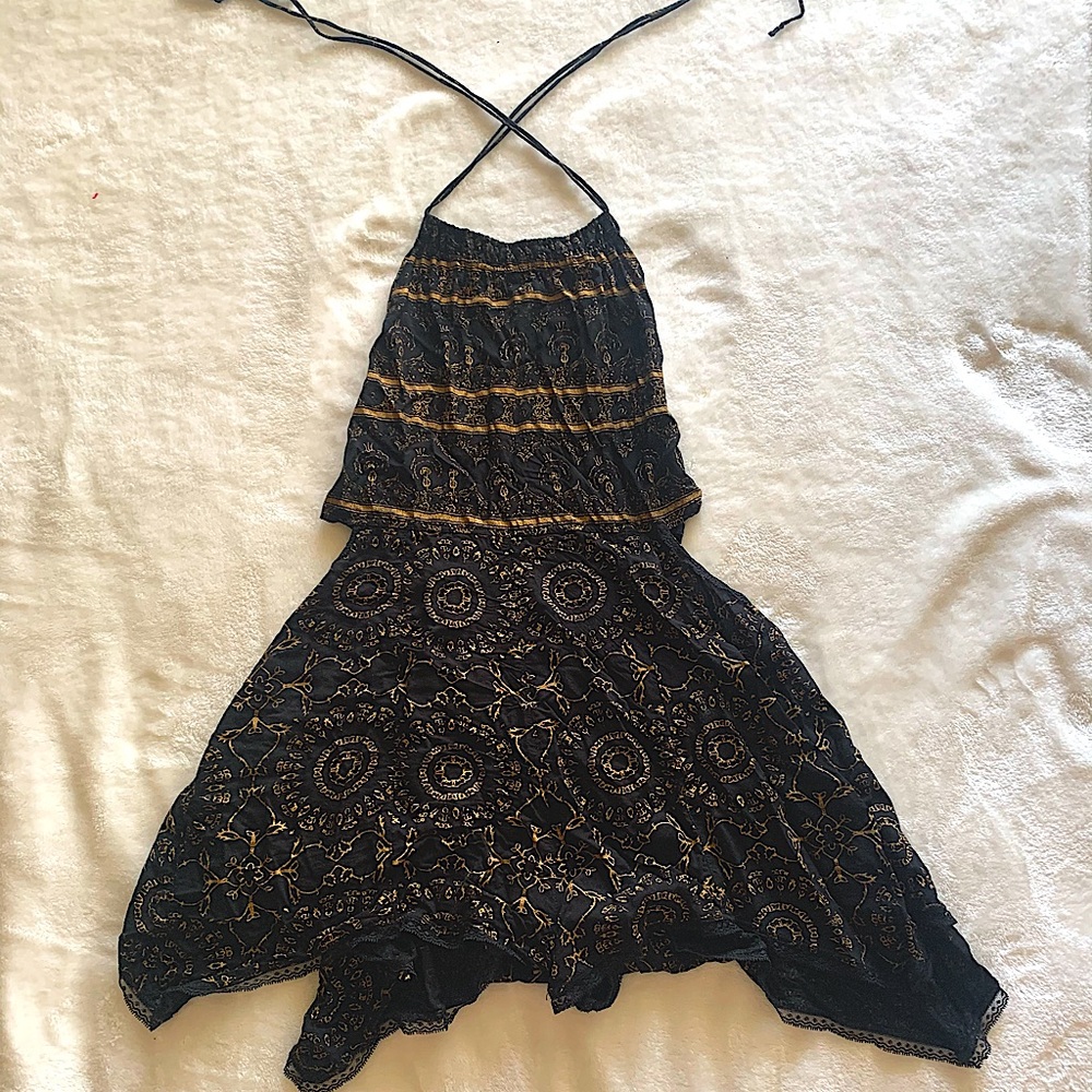 Free People INTIMATELY Black Halter Romper S